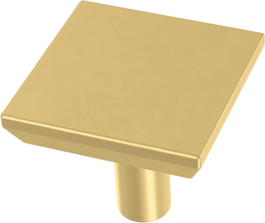 Franklin Brass Simple Chamfered Square Cabinet Knob, Brushed Brass, 1.12 in (29 mm) Drawer 10 Pack, P40847K-117-C