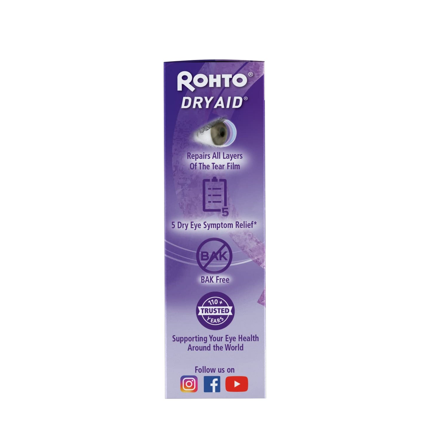 Rohto DryAid Eye Relief Lubricant Eye Drops, Twin Pack, Dry Eye Relief, 0.34 Fl Oz