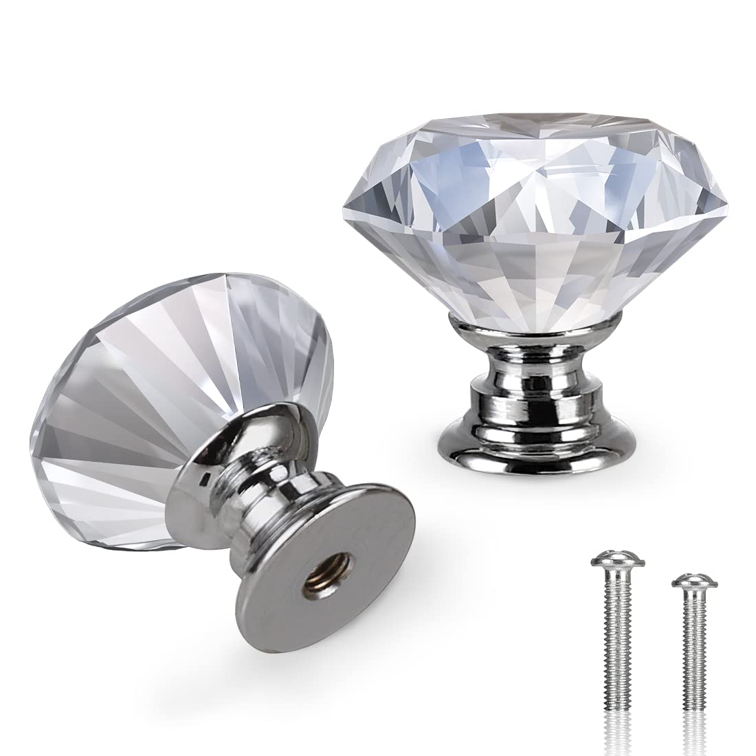 trusir 10 Pack Crystal Knobs - Dresser Knobs Drawer Knobs Diamond Glass Knobs Pull 30mm for Kitchen, Bathroom Cabinet