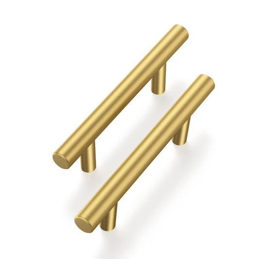 Haliwu 30 Pack/Gold Cabinet Pulls, Brushed Brass Handles Gold Dresser Drawer Pulls Stainless Steel Kitchen Hardware Gold 3 Inch Hole Center