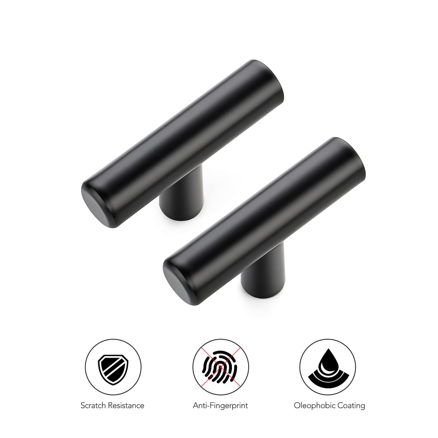 Ravinte 2'' Cabinet Handles Stainless Steel Matte Black Kitchen Cabinet Hardware Handles of Kitchen Cupboard Handles 10 Pack