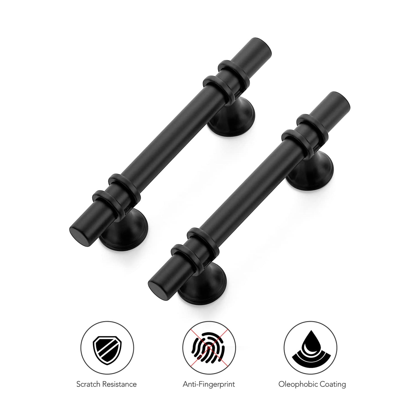 Ravinte 30 Pack 5 Inch Cabinet Pulls Kitchen Cupboard Handles with Round Base Matte Black Drawer Pulls Cabinet Handles 5" Length, 3" Hole Center