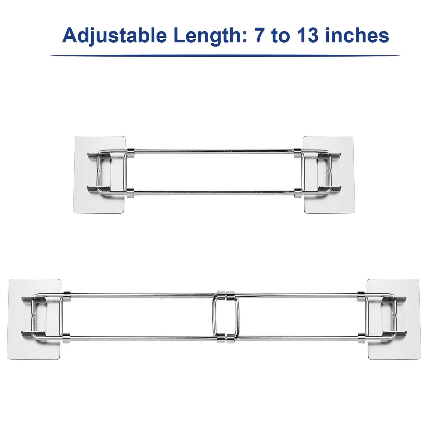 RV Shower Corner Storage Bar- Adjustable Stainless Steel Rod for Corner Shelves in Camper, Length 7-13 inches- RV Bathroom Organization Must Have Accessories (2 Pack