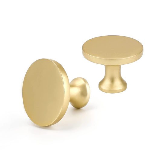 goldenwarm 10Pack Gold Knobs for Dresser, Gold Cabinet Knobs Matte Gold Drawer Knobs, Brushed Gold Dresser Knobs Round Brass Kitchen Cabinet Knobs