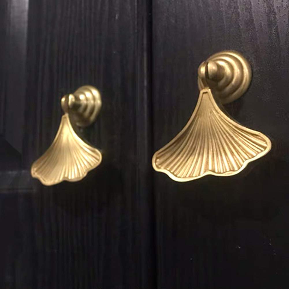 Geenite Furniture Knob Handles Golden Drop Pendant Pull Handle Fashion Ginkgo Leaf Shape Dresser Knobs for Kitchen Bathroom Cabinet Door Drawer 2 pcs