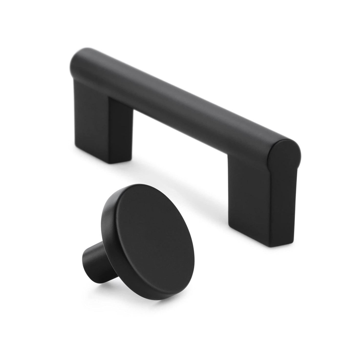 Amerock | Cabinet Knob | Matte Black | 1-3/8 inch (35 mm) Diameter | Versa | 1 Pack | Drawer Knob | Cabinet Hardware