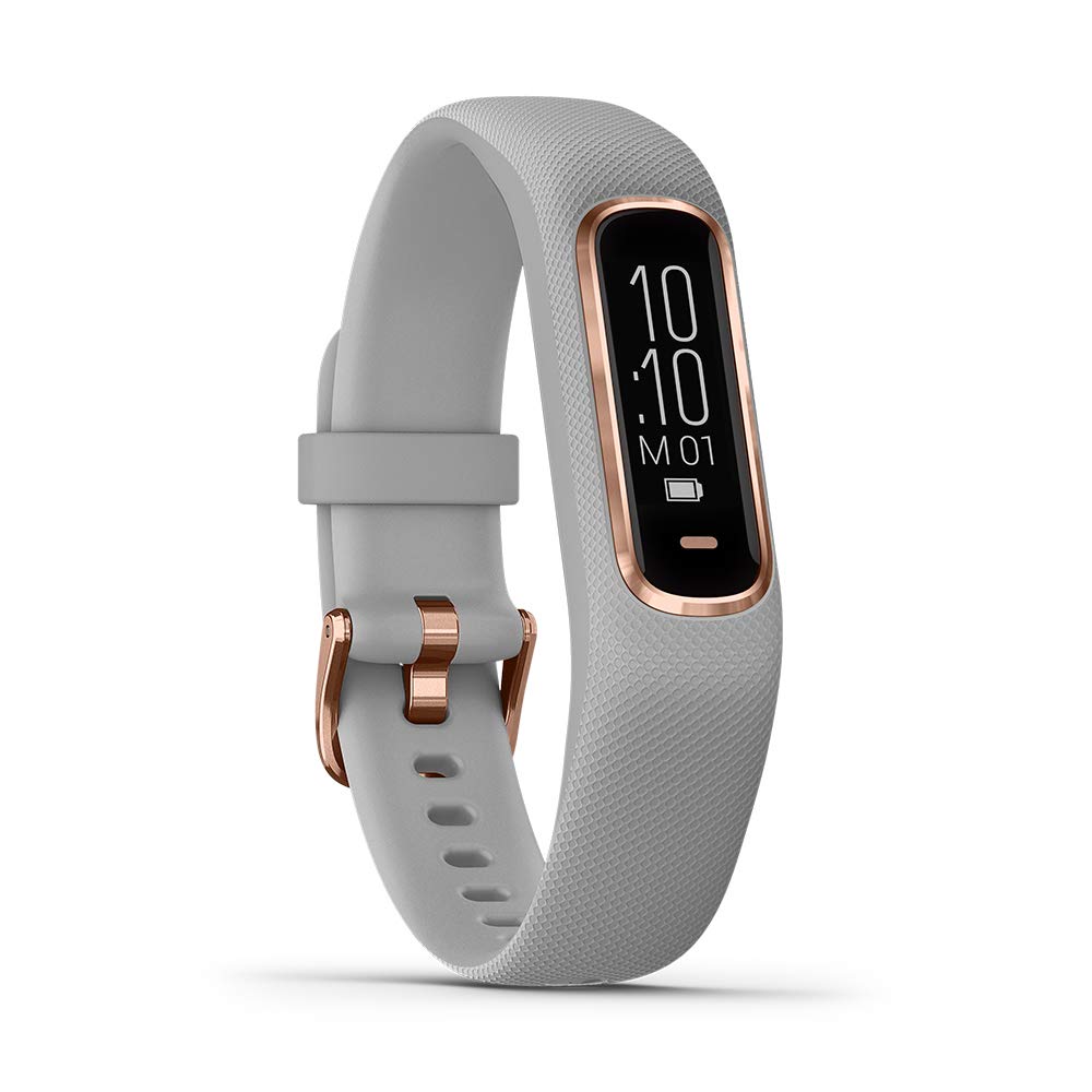 Garmin vivosmart 4, Activity and Fitness Tracker w/ Pulse Ox and Heart Rate Monitor, Rose Gold with Gray Band