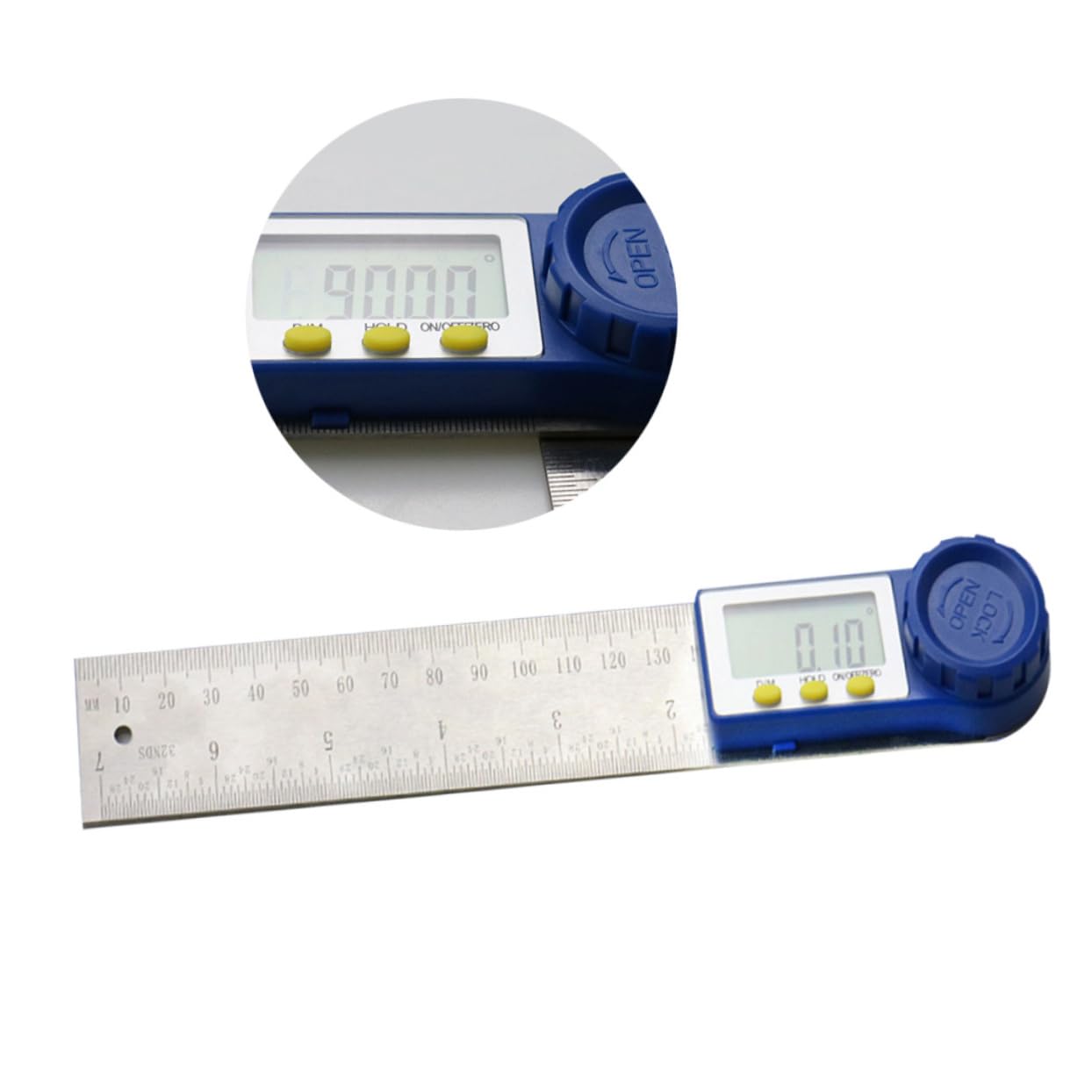 DOITOOL Digital Angle Ruler Digital Angle Gauge Digital Angle Finder Level Measuring Tool Electronic Angle Meter Stainless Angle Ruler Goniometer Gauge Tools Square Protractor Blue Bevel