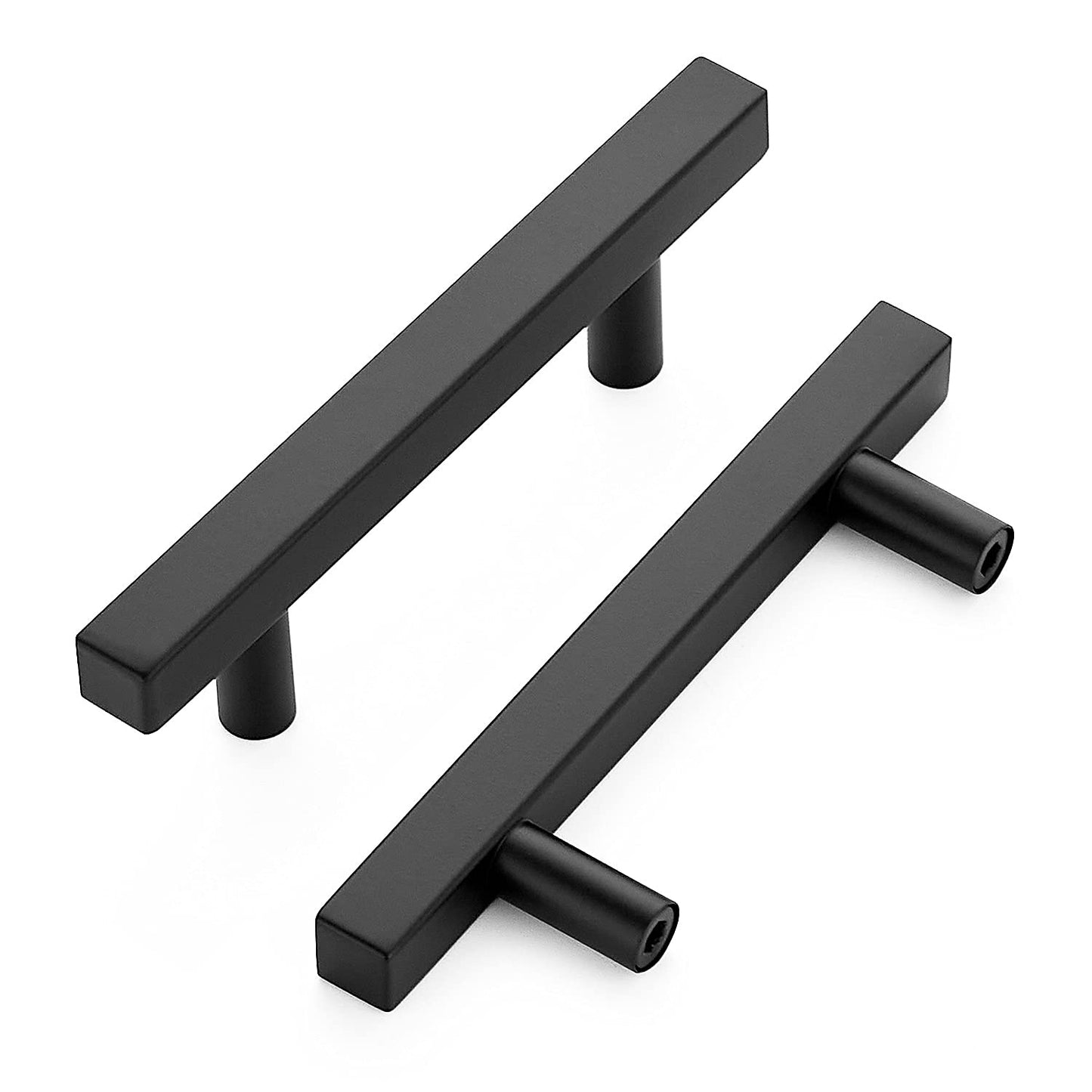 Sencico 30 Pack - 5 Inch Kitchen Cabinet Handles Black Cabinet Pulls Square Cabinet Hardware Stainless Steel Drawer Pulls 3" Hole Center