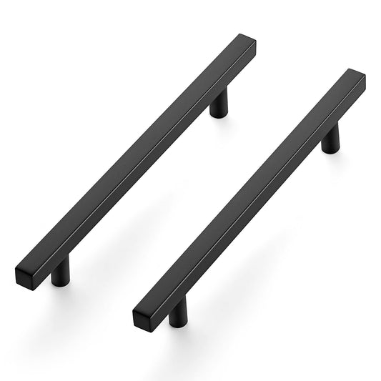 Ravinte 10 Pack 8-13/16" Square Cabinet Pulls Matte Black Stainless Steel Kitchen Cupboard Dresser Handles Cabinet Handles 8-13/16" Length, 6-3/10" Hole Center