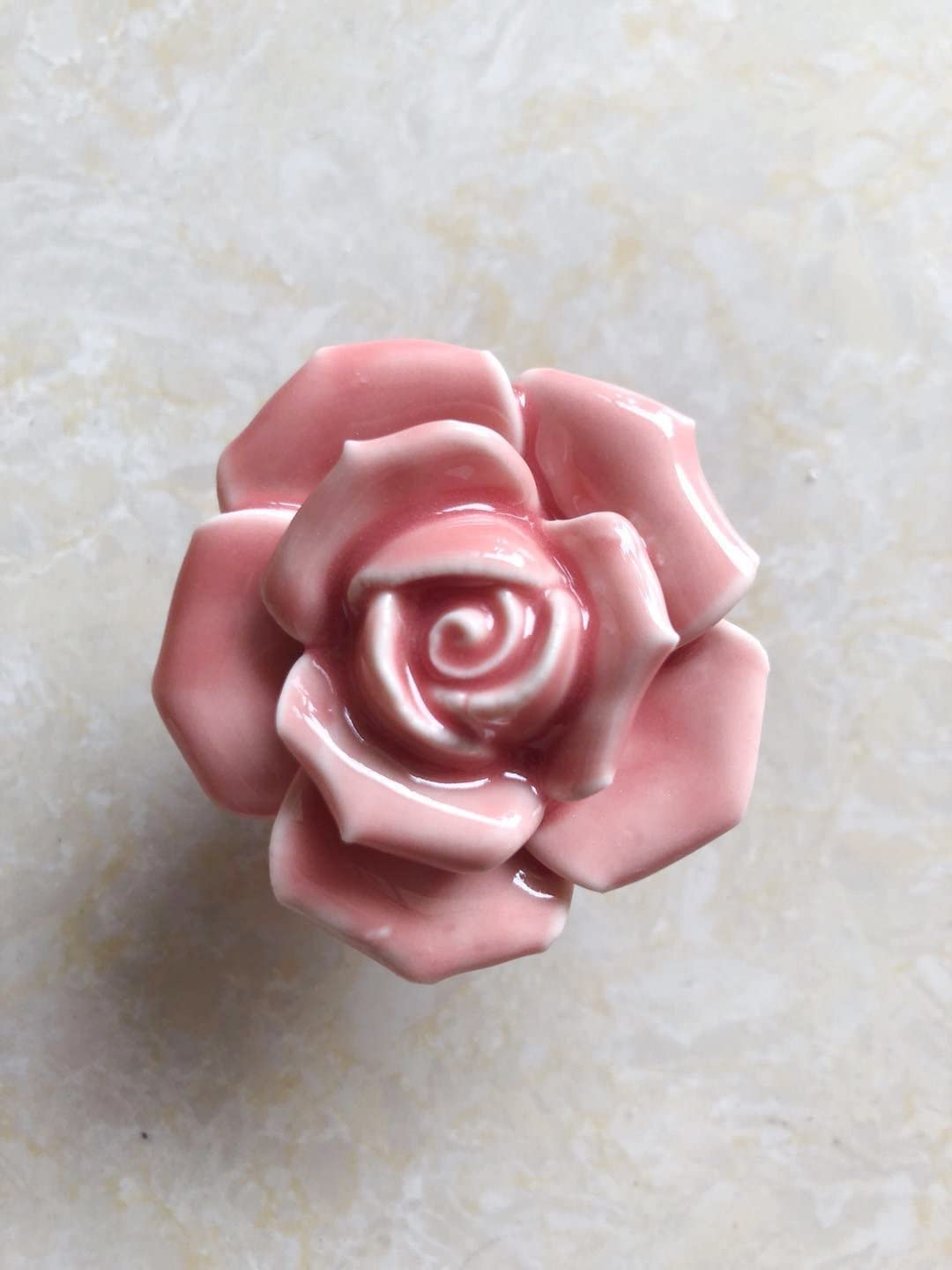 DLD Knobs, 8Pcs Elegant Pink Rose Pulls Flower Ceramic Cabinet Knobs Cupboard Drawer Pull Handles + Scre.