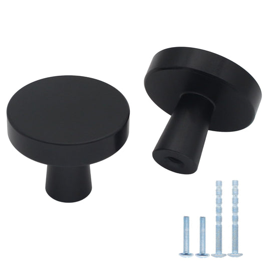 HANIHUA 25 Pack Black Cabinet Knobs Dresser Knobs, Solid Kitchen Cabinet Knob Drawer Knobs, Single Hole Pulls Matte Black Knobs for Cabinets and Drawers