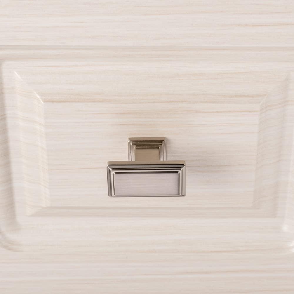 KOOFIZO Rectangular Stepped Cabinet Knob - Brushed Nickel Pull Handle (Length 40mm / 1.6 Inch), 12-Pack for Kitchen Cupboard Door, Bedroom Dresser Drawer, Bathroom, Vanity, Wardrobe Hardware