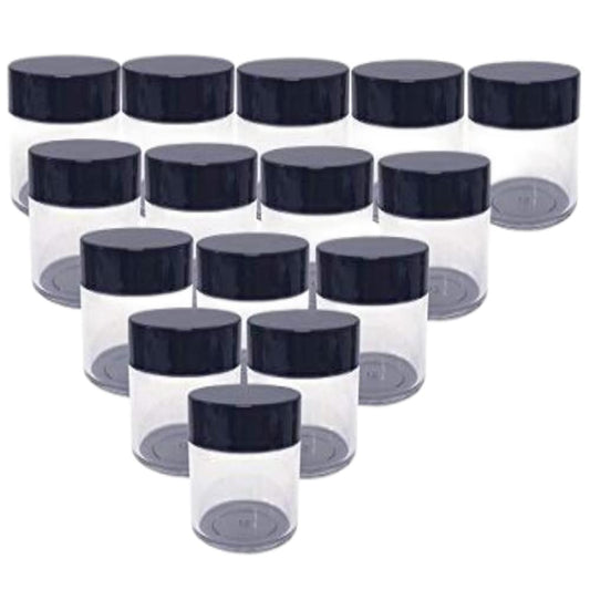 20gram/20ml Round Clear Empty Container Jars with Black Screw Lids Bulk for Lotions, Lip Balm, Makeup Samples - BPA Free (24 Pack, Black)