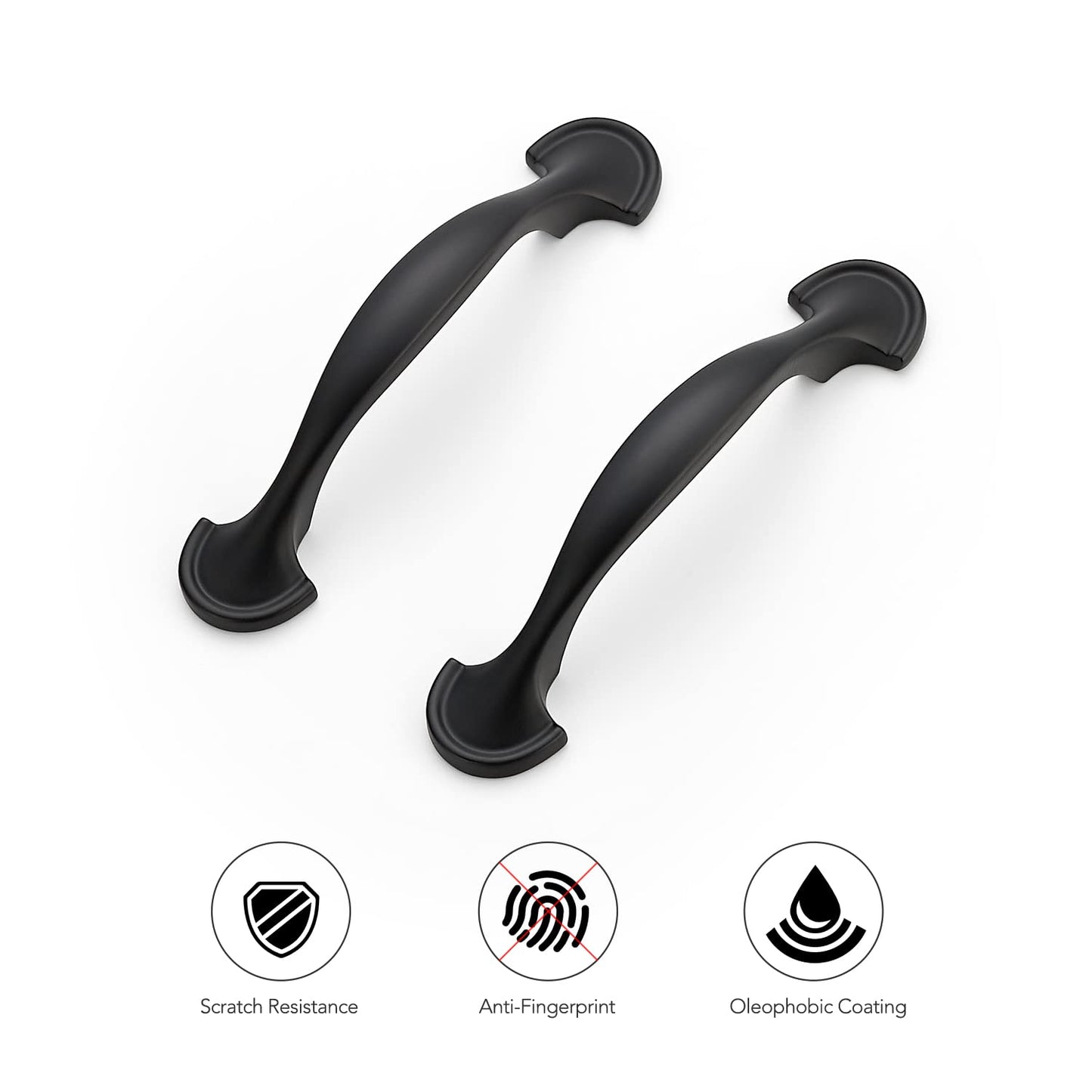 Ravinte 30 Pack Solid 3 Inch Rounded Foot Arch Kitchen Cabinet Handles Matte Black Curved Cabinet Pulls Black Drawer Pulls Kitchen Cabinet Hardware Kitchen Handles for Cabinets Drawer Handles