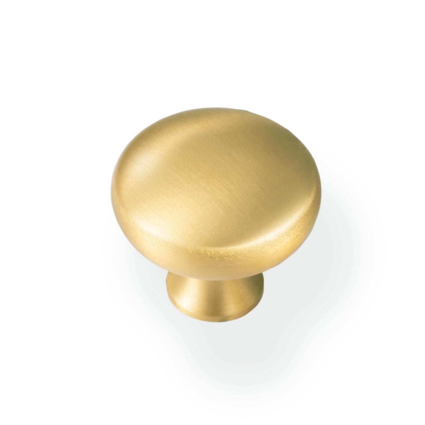 SALISENG Brushed Gold Kitchen Cabinet Knobs -5 Pack Solid Brass Handle for Dresser Drawer,1.24 Inch, Modern Round Cupboard Closet Pulls - Furniture Hardware for Bathroom Bedroom