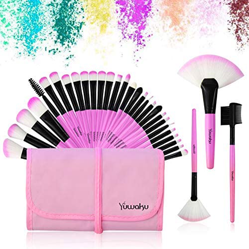 Cosmetic Make up Brushes, Daxstar 32pcs Makeup Brush Set-Professional Makeup Brushes Set Foundation Blending Brush Set Kit,Pink