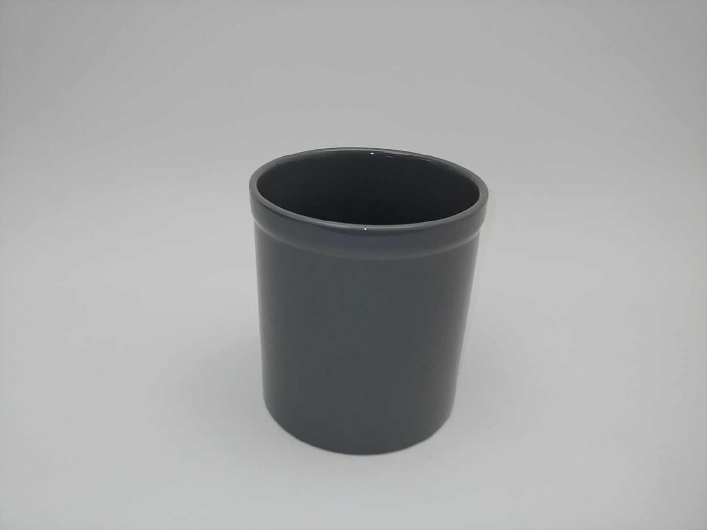 JL Missouri Parts & Misc. Utensil Crock Ceramic Heavy Grey Holder 7" Tall 6.5" Wide Stoneware Gray