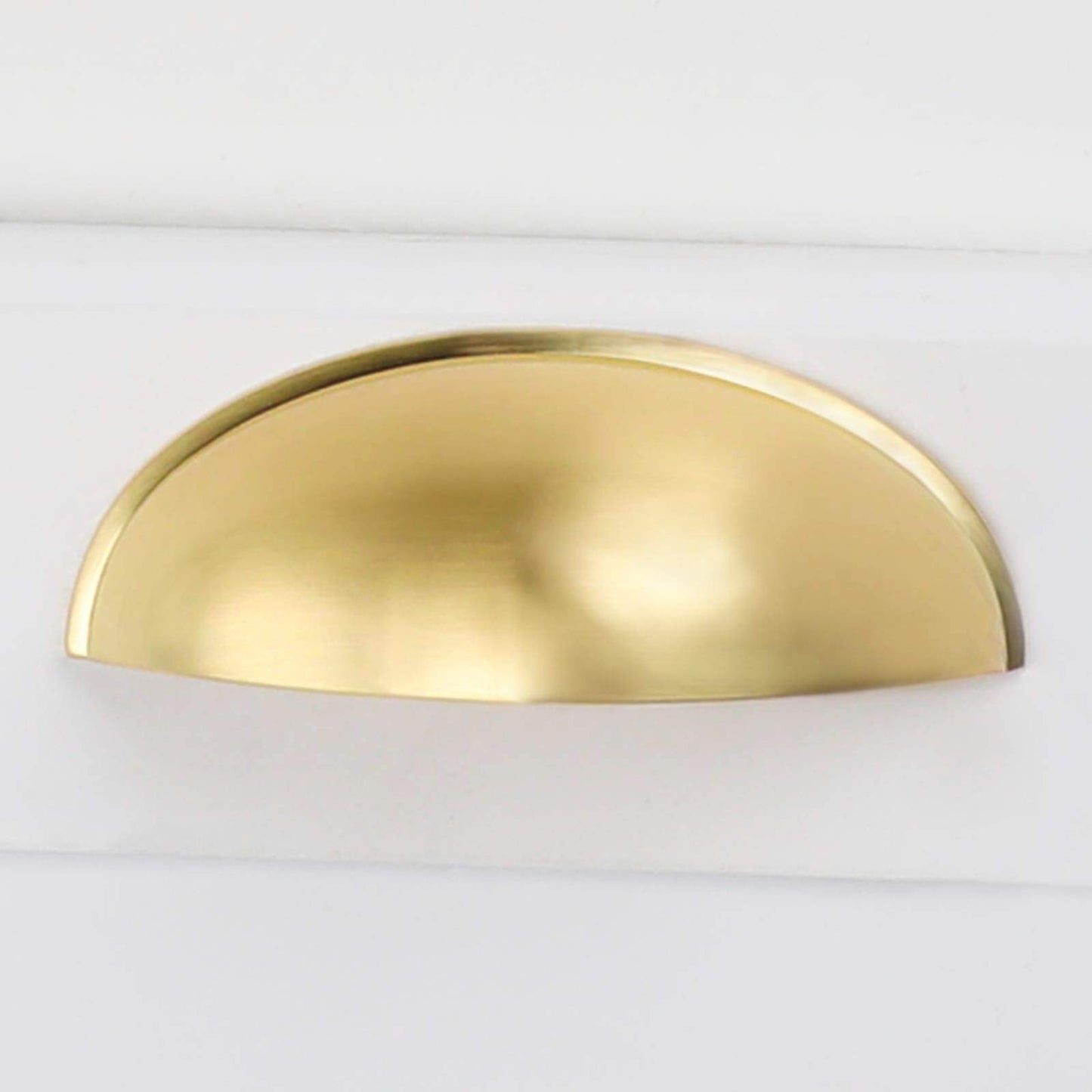 goldenwarm 5 Pack Cup Drawer Pulls Light Gold Cabinet Furniture Hardware - LS0313BB76 Light Brushed Gold Bedroom Decorative Pulls Bin Cup Pulls Kitchen Cupboard Door Pulls, 3 inch (76mm) Hole Centers