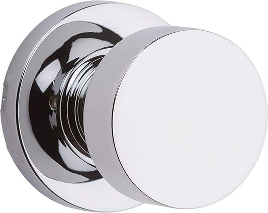 Kwikset Pismo Passage Door Knob, Non-Locking Stylish Door Handle for Interior Hallway and Closet Doors, With Round Rose in Polished Chrome