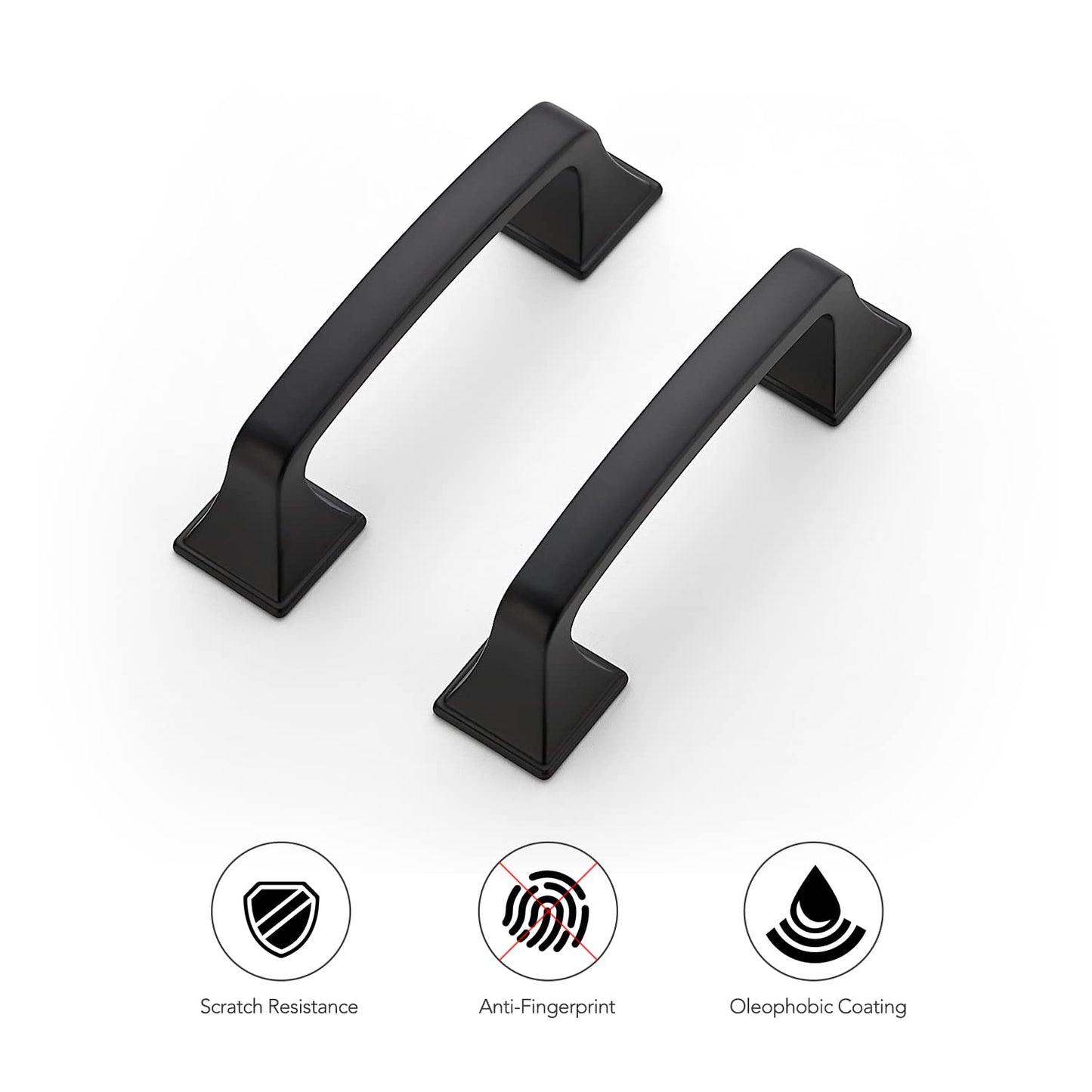 Ravinte 20 Pack Solid 3" Square Foot Cabinet Arch Pull Kitchen Cabinet Handles Matte Black Cabinet Pulls Black Drawer Pulls Kitchen Cabinet Hardware Kitchen Handles for Cabinets Cupboard Handles