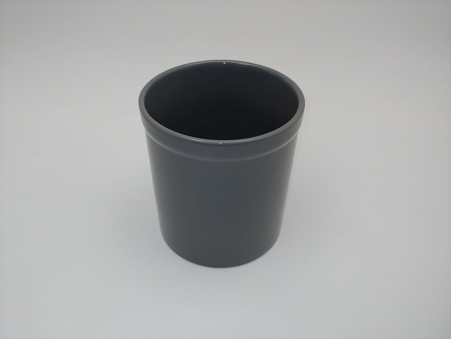 JL Missouri Parts & Misc. Utensil Crock Ceramic Heavy Grey Holder 7" Tall 6.5" Wide Stoneware Gray