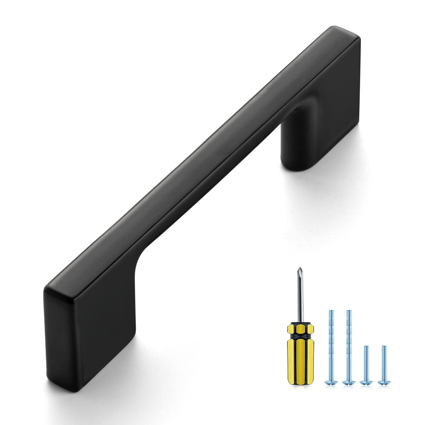 Ravinte Wide Foot Cabinet Pulls 3 Inch Black Cabinet Handles 10 Pack Kitchen Hardware for Cabinet Matte Black Drawer Pulls Come with Screwdriver