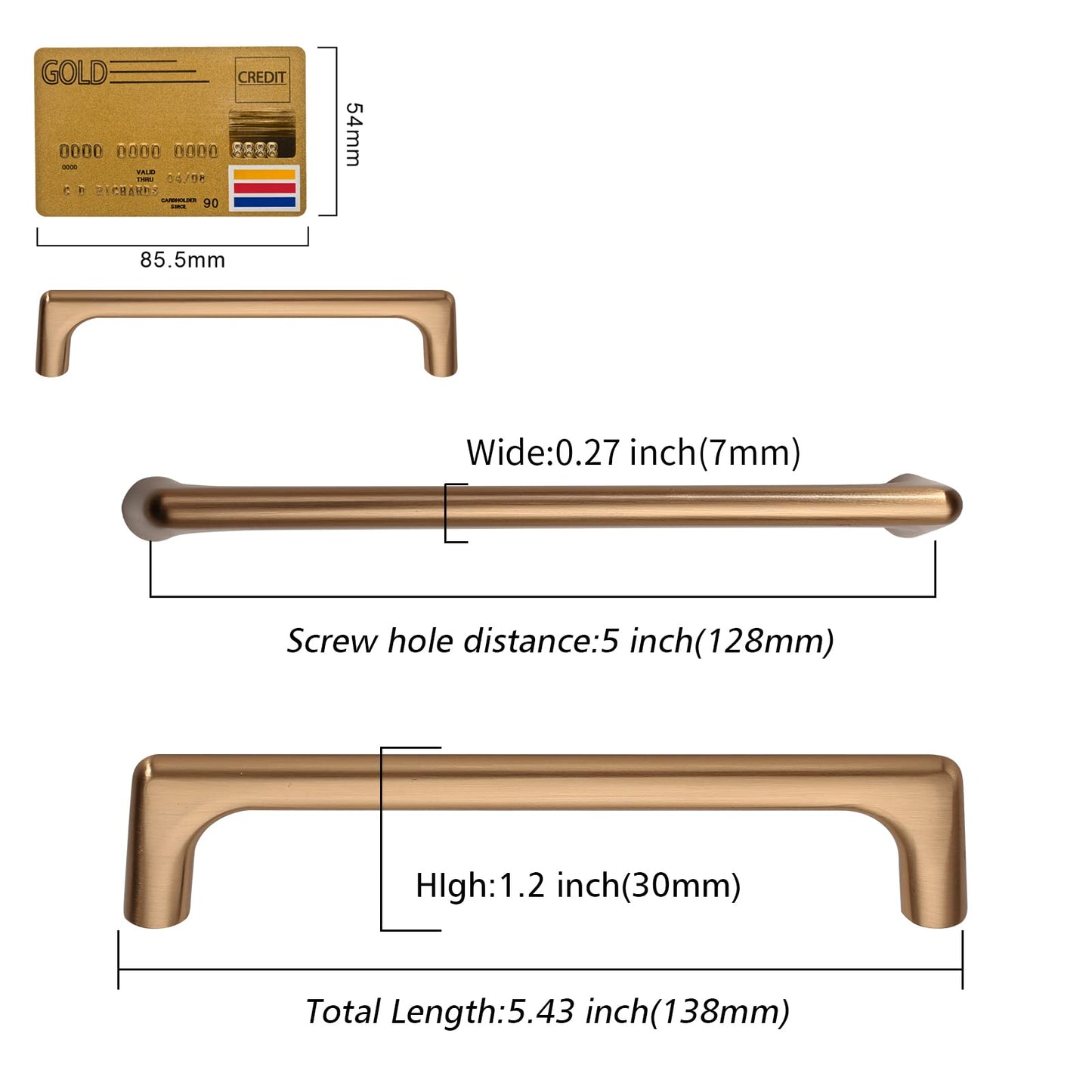 Amerdeco 10 Pack Champagne Bronze Cabinet Pulls 5 Inch(128MM) Hole Centers Kitchen Cabinet Handles Hardware Kitchen Handles for Cabinets Cupboard Handles Drawer Pulls ZH0041