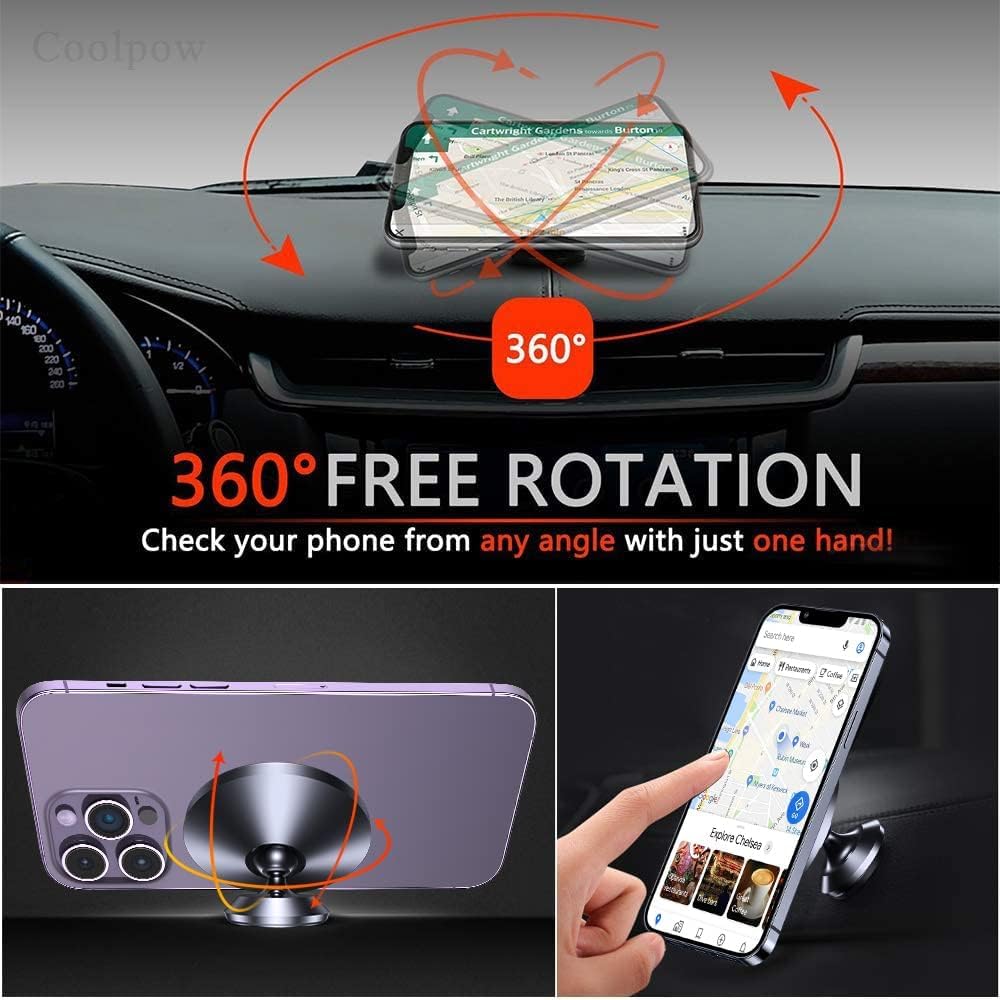 【2-Pack】for iPhone MagSafe Car Mount 【Stronger Magnets】 Magnetic Phone Holder for Car Dash 【All Metal 】 MagSafe Accessories Fit iPhone 14,13,12,Pro/Max/Plus/Mini MagSafe 3 car Mount Case &Cell Phone