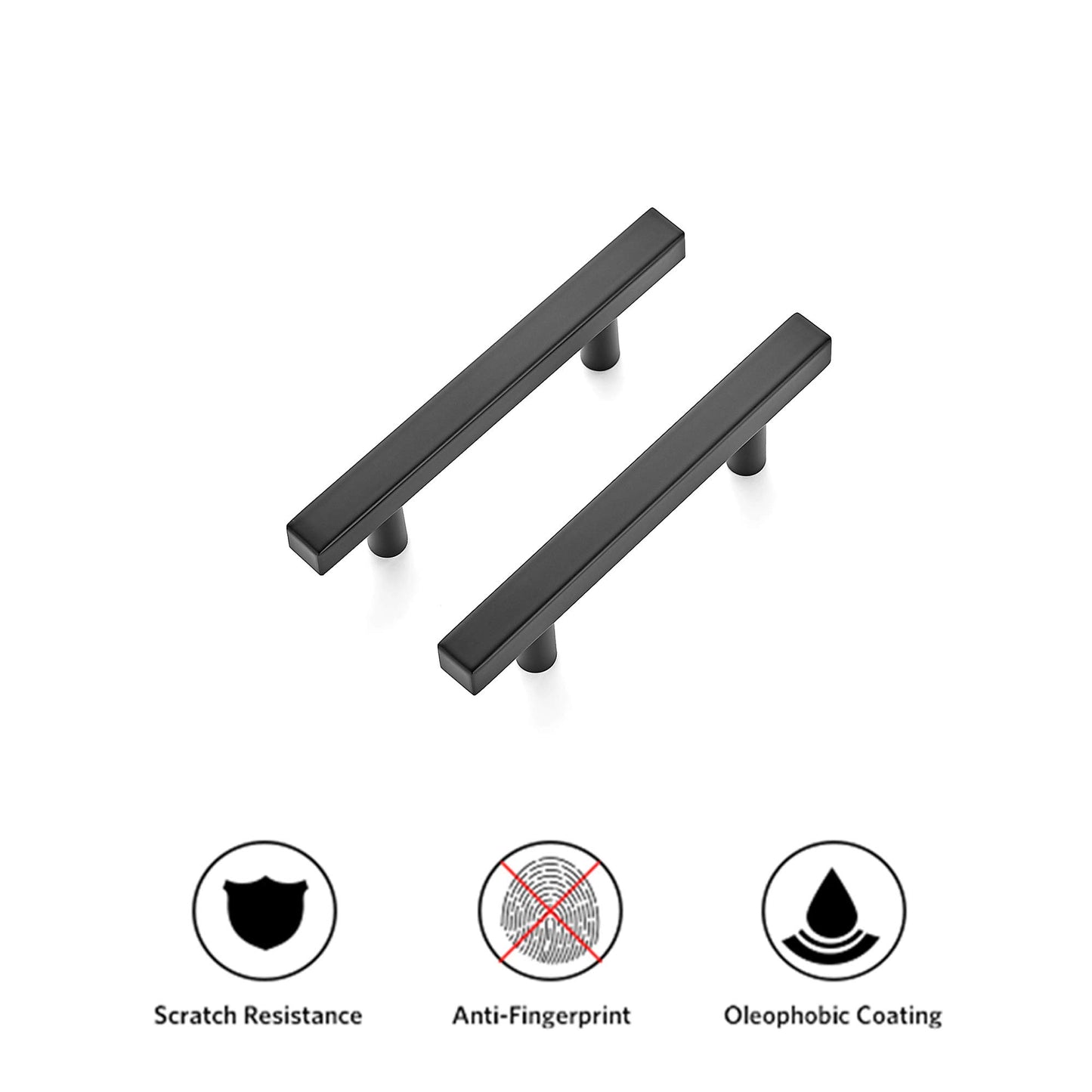 Ravinte 1 Pack 5 inch Square Cabinet Pulls Matte Black Stainless Steel Kitchen Drawer Pulls Cabinet Handles 5”Length, 3” Hole Center