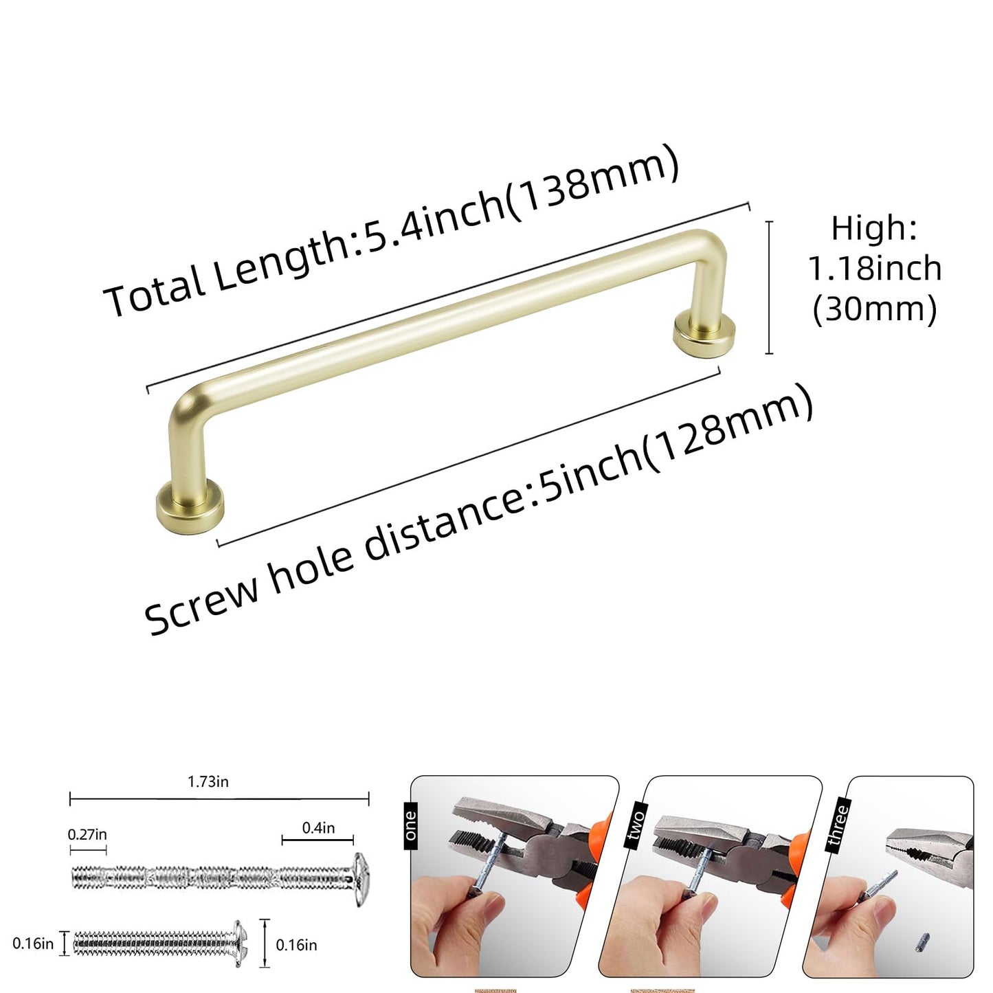 BUKOBYHE 10 Pack 5Inch Kitchen Cabinet Handles Brushed Brass Cabinet Pulls Gold Drawer Pulls Solid Kitchen Hardware Zinc Alloy Kitchen Handles for Cabinets Cupboard Handles Drawer Handles