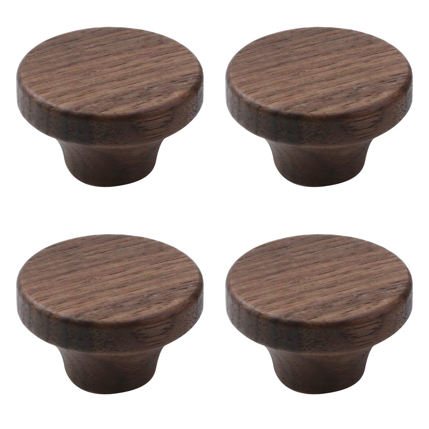 Pastlla 4Pcs Wood Drawer Knobs Wood Kitchen Round Knobs Cabinets Furniture Pull for Dresser Wardrobe Cupboard Drawer Knobs Pulls Handles (Black Walnut, 1.6" Single Hole Knob)