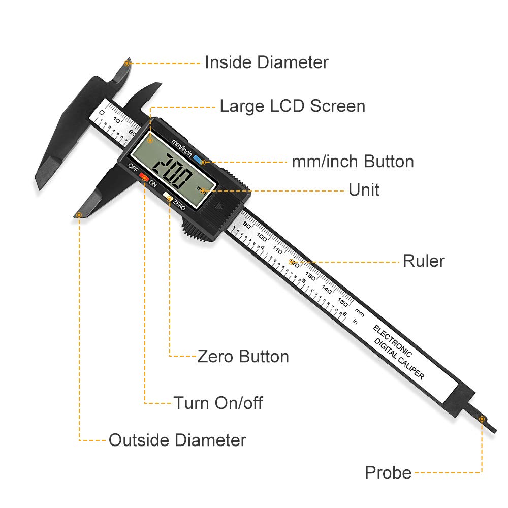 Digital Caliper, Sangabery 0-6 inches Caliper with Large LCD Screen, Auto - Off Feature, Inch and Millimeter Conversion Measuring Tool, Perfect for Household/DIY Measurment, etc