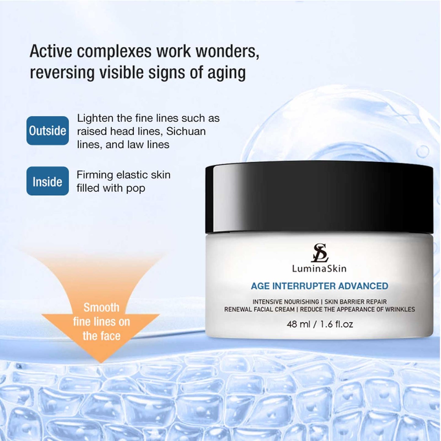 LuminaSkin Age Interrupter Advanced Cream Intensive Nourishing Skin Moisturizer - Skin Barrier Repair - Renewal Facial Cream 48ml