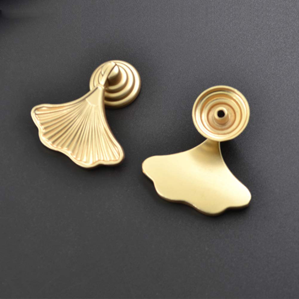 Geenite Furniture Knob Handles Golden Drop Pendant Pull Handle Fashion Ginkgo Leaf Shape Dresser Knobs for Kitchen Bathroom Cabinet Door Drawer 2 pcs