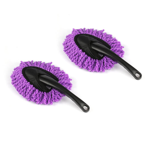 Amiss 2 Pack Mini Microfiber Car Dash Duster Brush, Multi-Functional Car Cleaning Brush, Car Interior Exterior Accessories, Cleaning and Washing Tool for Car - Purple