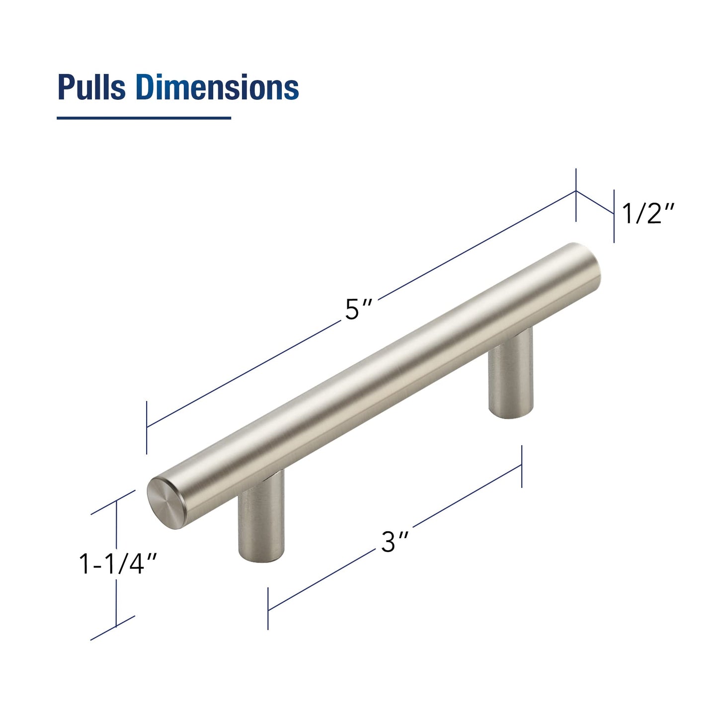 JOY DECOR 30 Pack 5 Inch Cabinet Pulls with 3 Inch Hole Center Stainless Steel Kitchen Cabinet Handles Brushed Nickel Drawer Pulls Kitchen Cabinet Hardware for Cabinets Cupboard,Drawer,Wardrobe