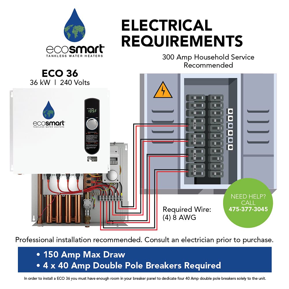 Ecosmart ECO 36 36kw 240V Electric Tankless Water Heater