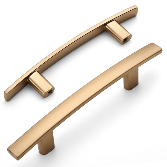 Amerdeco 10 Pack Champagne Bronze Cabinet Pulls 3 Inch(76mm) Hole Center Hardware Kitchen Cabinet Handles for Bathroom Gold Drawer Pulls Dresser Pulls ZH0003