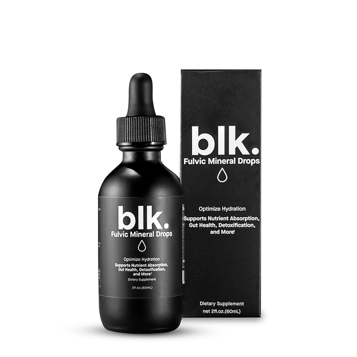 blk. Mineral Drops, 2oz., Alkaline Water Drops with Concentrated Fulvic Minerals, Bioavailable Fulvic & Humic Acid Extract, Trace Minerals, Electrolytes to Hydrate, Repair & Restore Cells