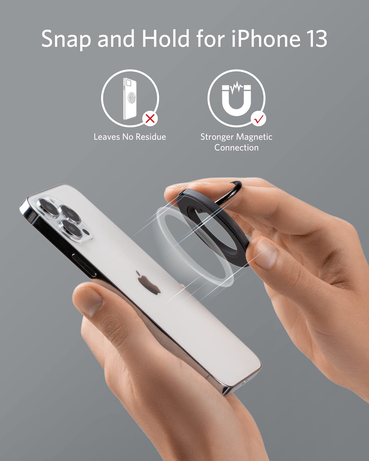 Anker Magnetic Phone Grip (MagGo), 610 Phone Ring Holder, Adjustable Kickstand, Only for iPhone 14/14 Pro/14 Pro Max/14 Plus/13/13 Pro/13 Mini/13 Pro Max/12/12 Pro/12 Mini/12 Pro Max