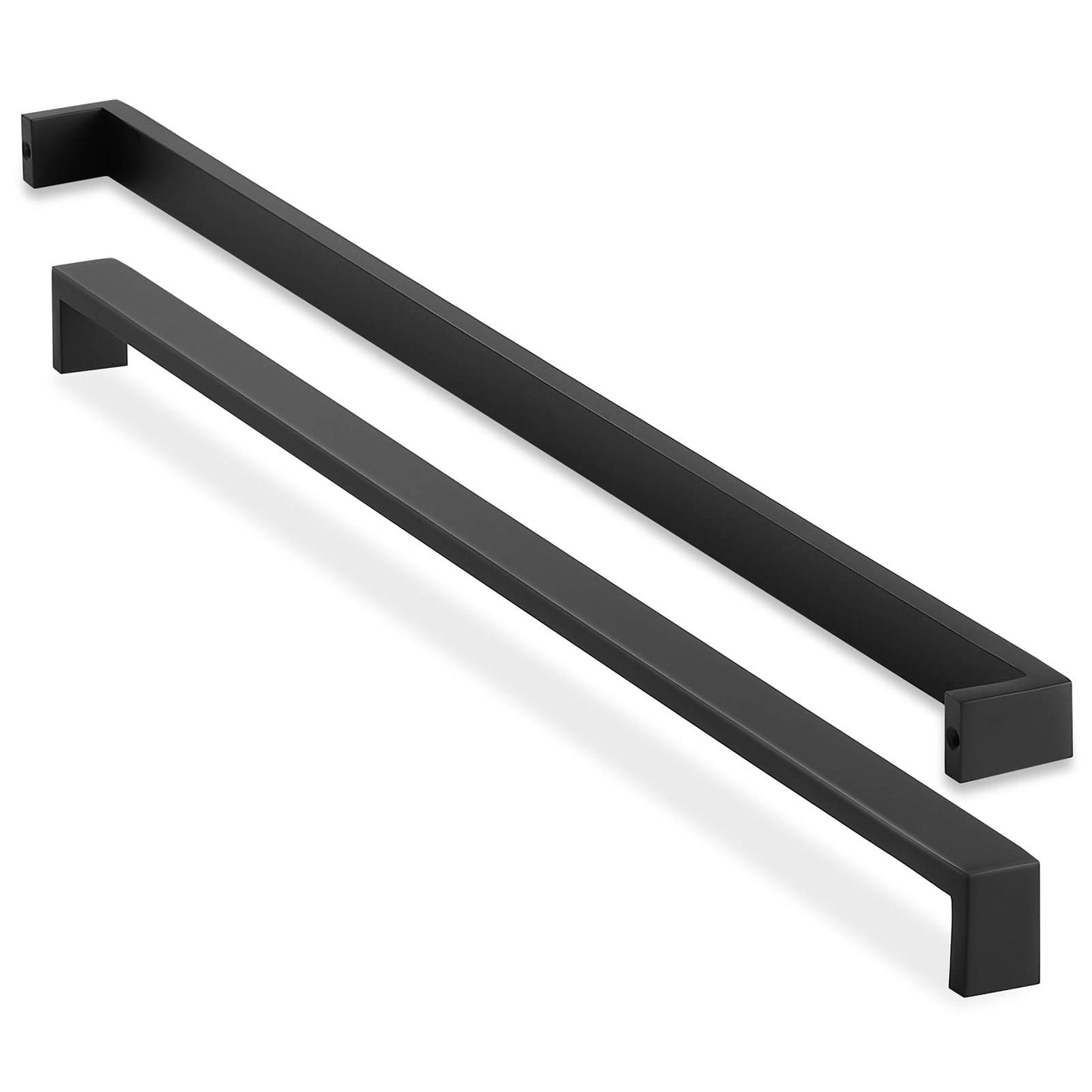 CAULDHAM Solid Stainless Steel Cabinet Hardware Square Pull Matte Black (20-1/8" Hole Centers) - 2 Pack