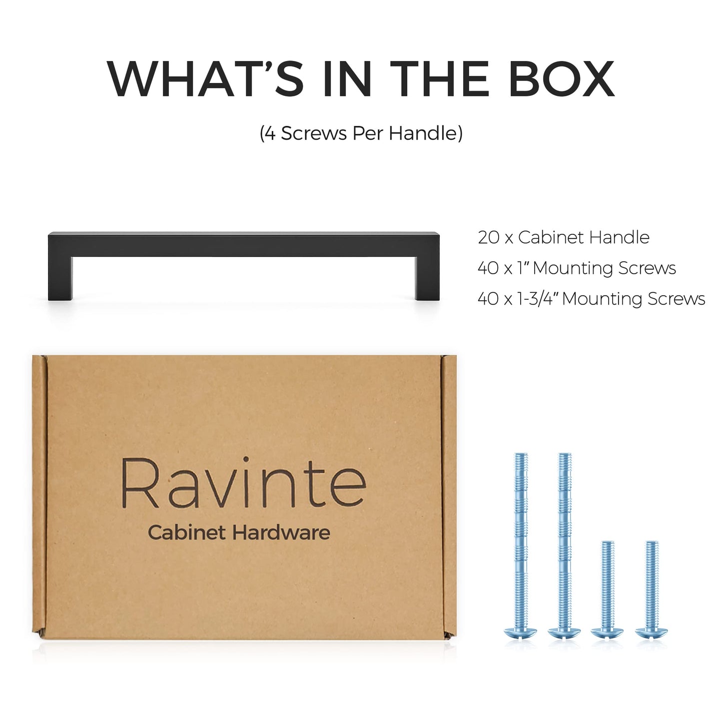 Ravinte 20 Pack 7-1/2 Inch Kitchen Square Cabinet Handles Matte Black Cabinet Pulls Black Drawer Pulls Kitchen Cabinet Hardware Kitchen Handles for Cabinets Cupboard Handles Drawer Handles