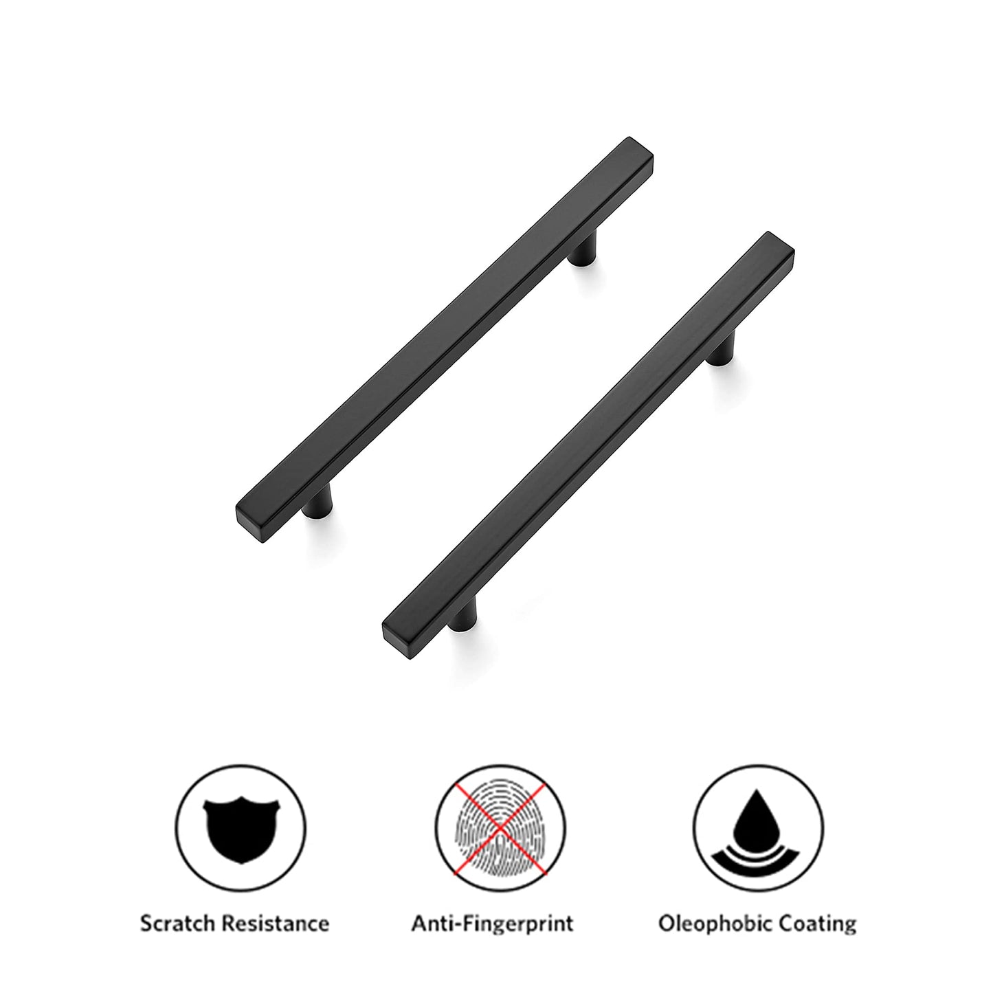 Ravinte 30 Pack 7.38'' Square Cabinet Pulls Matte Black Stainless Steel Kitchen Drawer Pulls Cabinet Handles 7-3/8”Length,5” Hole Center