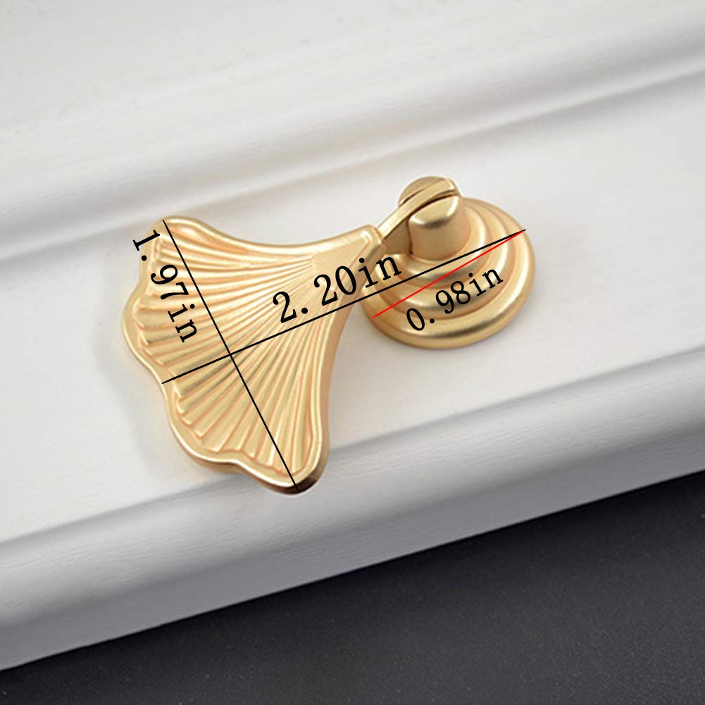 Geenite Furniture Knob Handles Golden Drop Pendant Pull Handle Fashion Ginkgo Leaf Shape Dresser Knobs for Kitchen Bathroom Cabinet Door Drawer 2 pcs