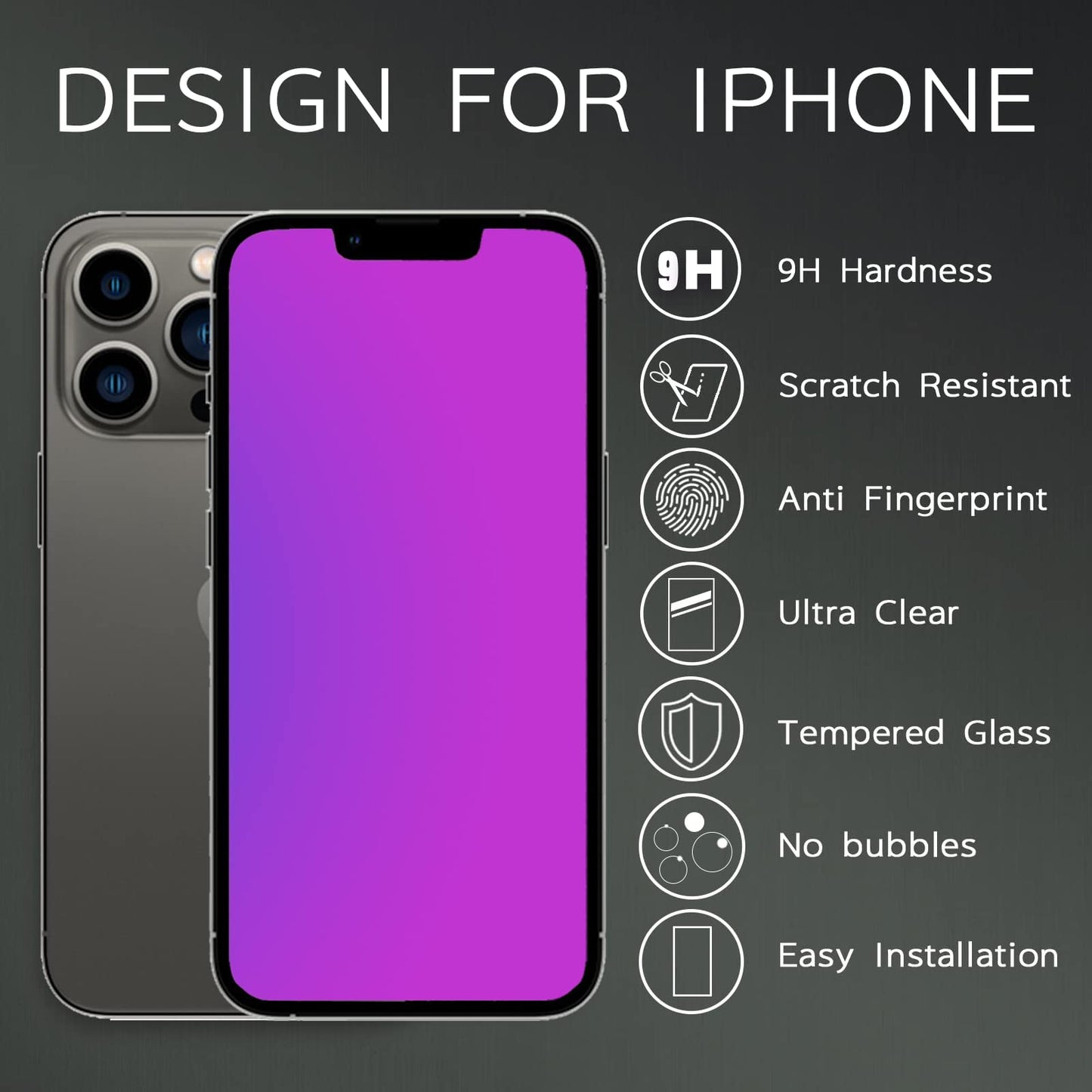 PDDKISS Compatible for iPhone 13 Pro Max Privacy Screen Protector/iPhone 14 Plus Screen Protector Tempered Glass 6.7 inch Display, Gradient Colorful Anti Spy Light HD Easy Installation