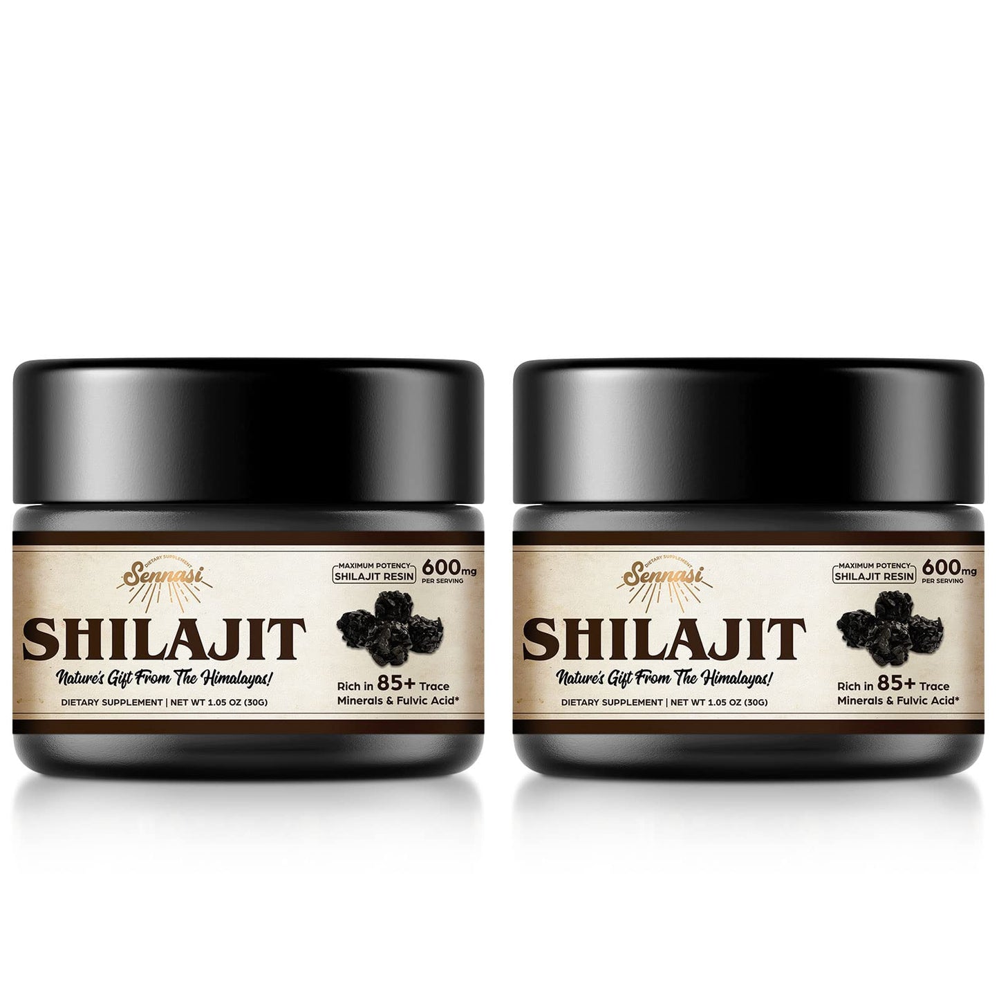 Shilajit Pure Himalayan Organic Shilajit Resin - 600mg Maximum Potency Natural Organic Shilajit Resin with 85+ Trace Minerals & Fulvic Acid for Energy, Immune Support, 30 Grams (2 Pack)