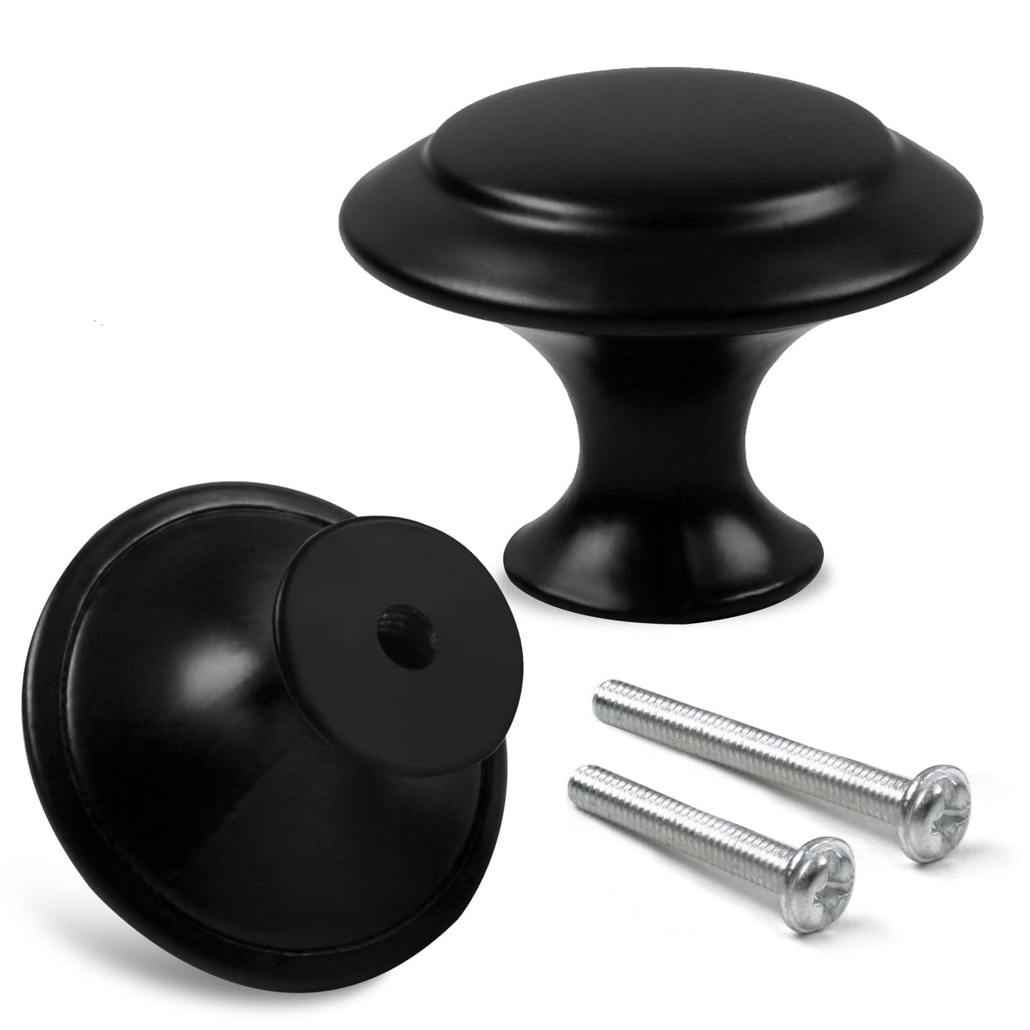 Romeda 18 Pieces Drawer Knobs, 30mm Black Cabinet Knobs, Drawer Pulls and Knobs, Dresser Knobs, Kitchen Knobs, Dresser Drawer Knobs, Knobs for Cabinets with Screw