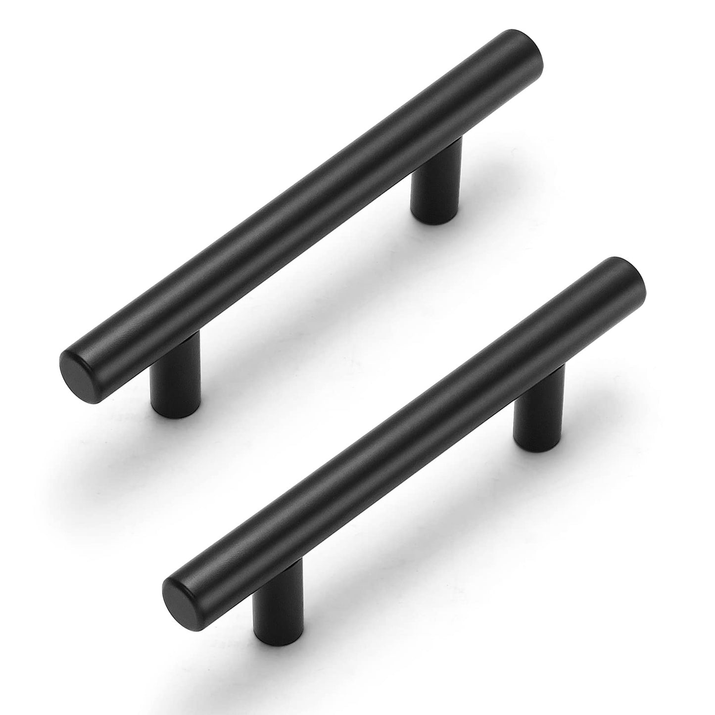 Estmoon 30 Pack 3" Hole Centers Cabinet Handles Matte Black Cabinet Pulls Stainless Steel Black Drawer Handles 5" Length Kitchen Cabinet Hardware Handles for Cabinets and Drawers, 76mm Hole Centers