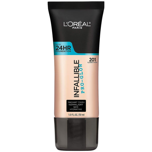 L’Oréal Paris Makeup Infallible Pro-Glow Foundation, 201 Classic Ivory, 1 Ounce